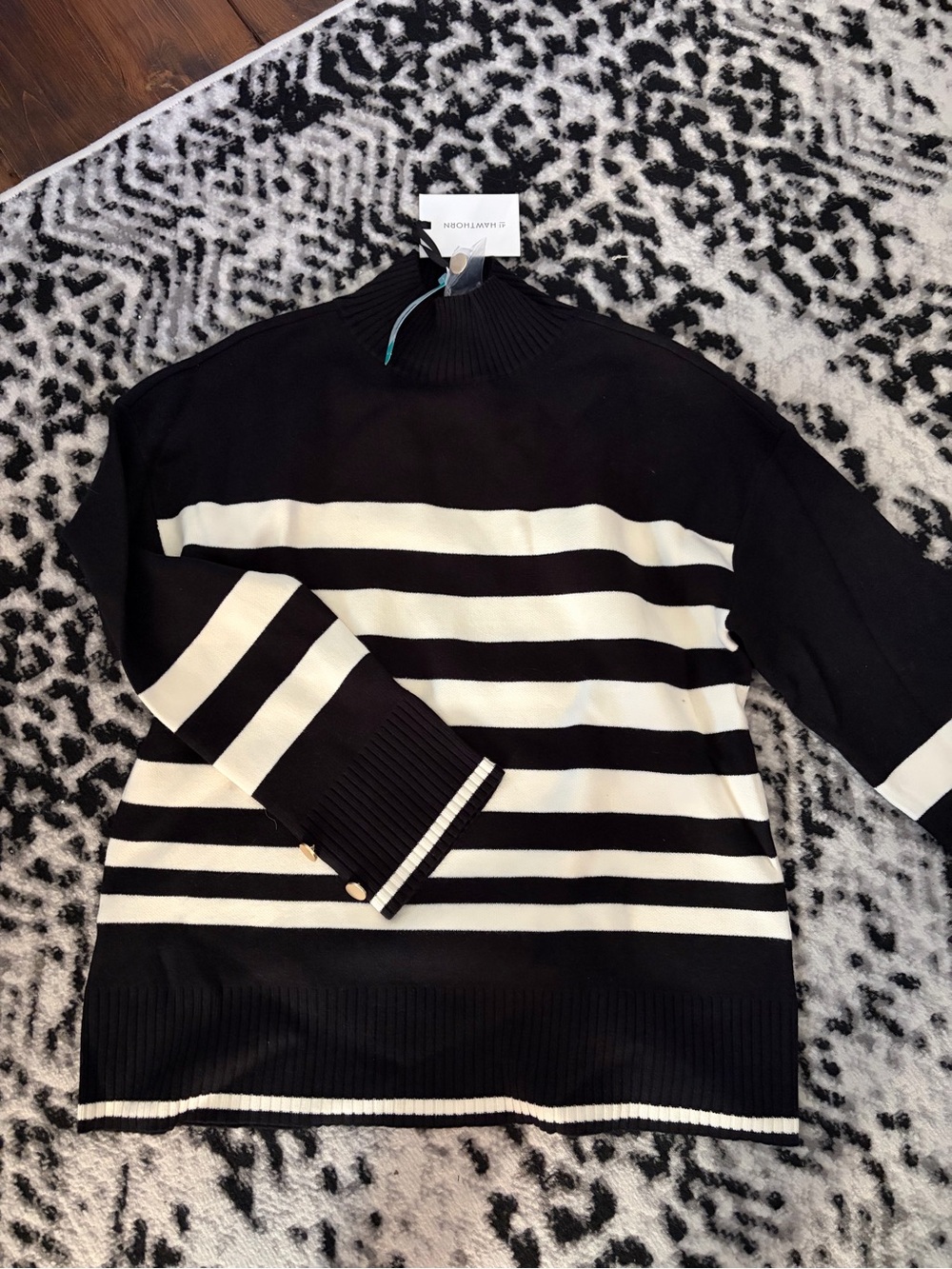 NWT 41 Hawthorn Black & White Striped Sweater